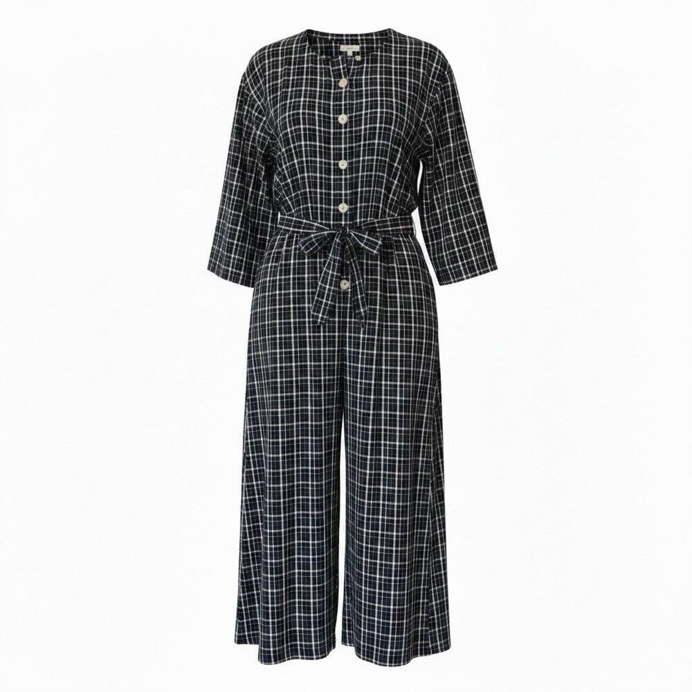 TOAST Oar Checked Women’s Jumpsuit Size Large Cottage Hipster Luxury Pockets